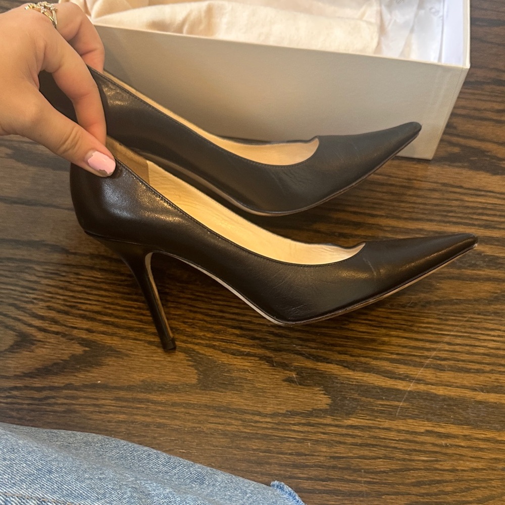Jimmy Choo Black Leather Stiletto Heels - Picture 13 of 16